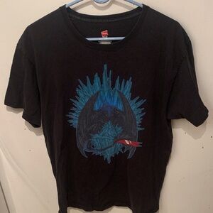 Hanes Tagless Black With Fierce Dragon Graphic 100% Cotton T-Shirt SZ L